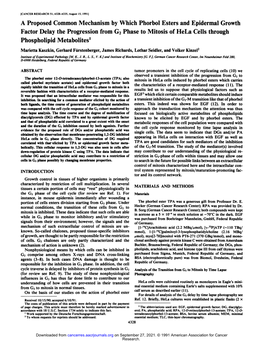 A Proposed Common Mechanism by Which Phorbol Esters And