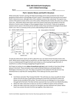 GEOL 460 Solid Earth Geophysics Lab 5: Global Seismology Part II Questions 1