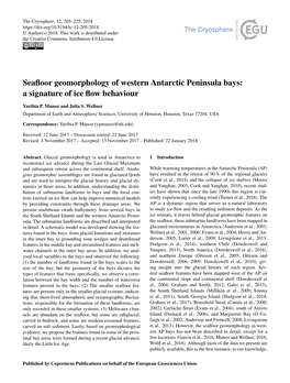 Seafloor Geomorphology of Western Antarctic Peninsula Bays