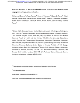 Real-Time Dynamics of Plasmodium NDC80 Reveals Unusual Modes of Chromosome Segregation During Parasite Proliferation
