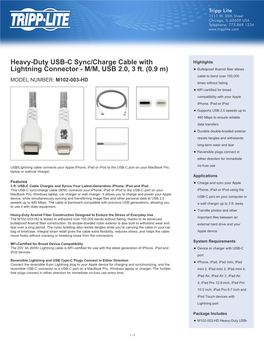 Heavy-Duty USB-C Sync/Charge Cable with Lightning Connector