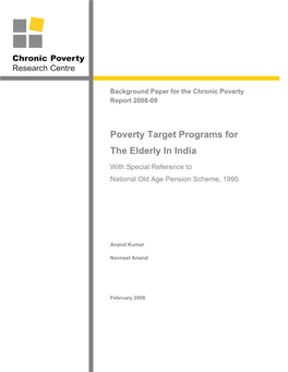 Poverty Target Programs for the Elderly in India