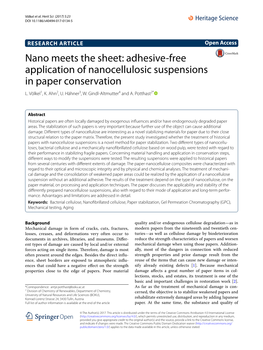 Nano Meets the Sheet: Adhesive-Free Application of Nanocellulosic