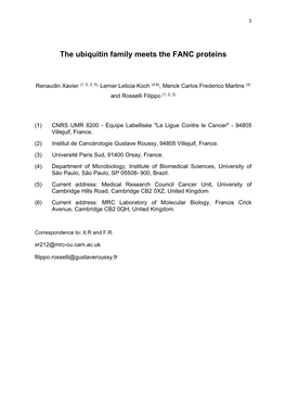 The Ubiquitin Family Meets the FANC Proteins