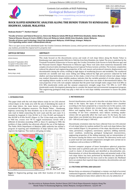 Rock Slopes Kinematic Analysis Along the Bundu