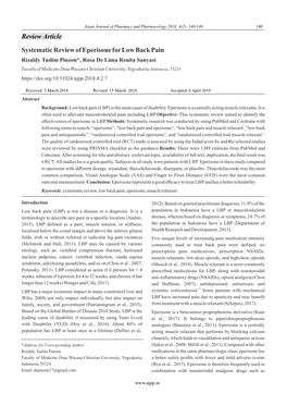 Systematic Review of Eperison for Low Back Pain E