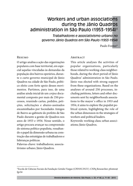 Workers and Urban Associations During the Jânio Quadros