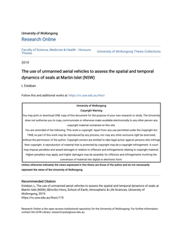 The Use of Unmanned Aerial Vehicles to Assess the Spatial and Temporal Dynamics of Seals at Martin Islet (NSW)