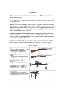 Firearms Classification