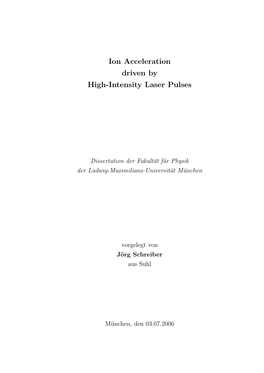 Ion Acceleration Driven by High-Intensity Laser Pulses