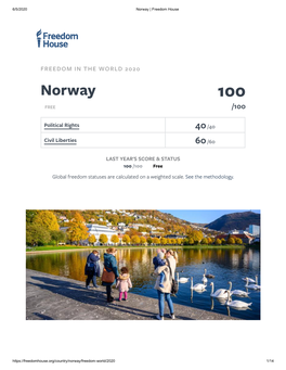 Freedom in the World Report, Norway