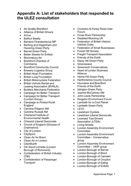 ULEZ Consultation Appendices