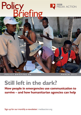 Still Left in the Dark? How People in Emergencies Use Communication to Survive – and How Humanitarian Agencies Can Help