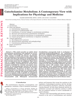 Catecholamine Metabolism: a Contemporary View with Implications for Physiology and Medicine