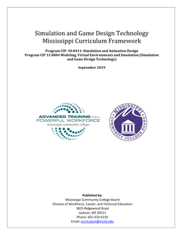 Simulation and Game Design Technology Mississippi Curriculum Framework