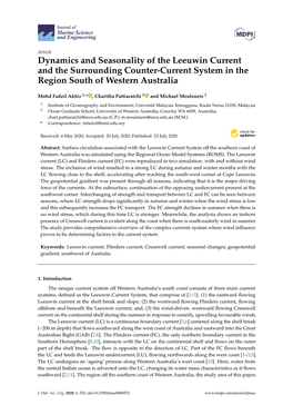 Dynamics and Seasonality of the Leeuwin Current and the Surrounding Counter-Current System in the Region South of Western Australia