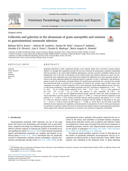 Collectins and Galectins in the Abomasum of Goats Susceptible and Resistant T to Gastrointestinal Nematode Infection ⁎ Bárbara M.P.S