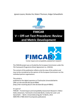 FIMCAR V: Off-Set Test Procedure: Review and Metric Development