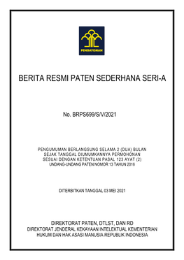 Berita Resmi Paten Sederhana Seri-A