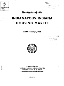 Analysis of the Indianapolis Housing Market As of February 1 1965