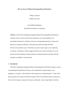 How to Swear in Maliseet-Passamaquoddy and Penobscot