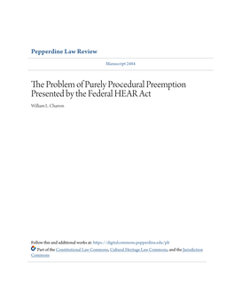 The Problem of Purely Procedural Preemption Presented by the Federal Hear Act