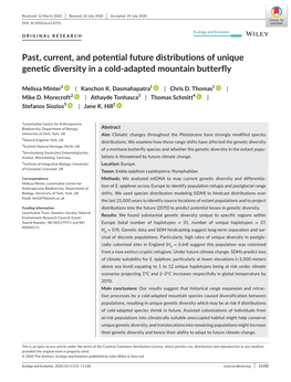 Past, Current, and Potential Future Distributions of Unique Genetic Diversity in a Cold-Adapted Mountain Butterfly