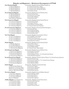 Brigades and Regiments -- Morristown Encampment of 1779-80