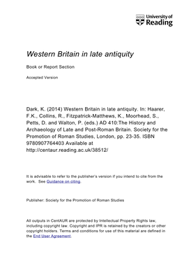 Western Britain in Late Antiquity