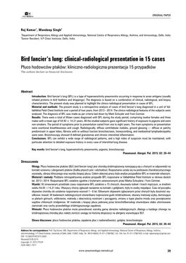 Bird Fancier's Lung: Clinical-Radiological Presentation In