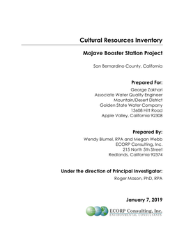 Cultural Resources Inventory