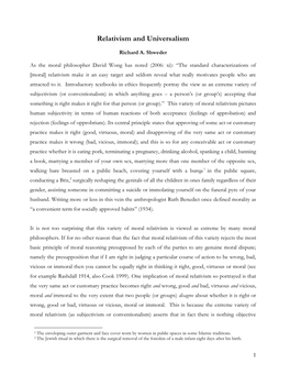 Relativism and Universalism.Pdf