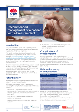 Recommended Management of a Patient with a Breast Implant