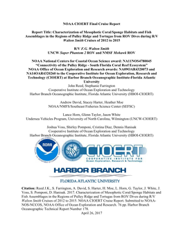 NOAA CIOERT Final Cruise Report Report Title: Characterization Of