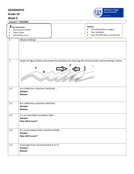 Grade 10 Geography Folding Week 5 Lesson 7