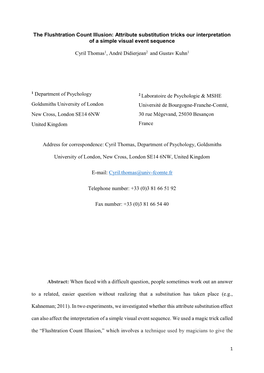 The Flushtration Count Illusion: Attribute Substitution Tricks Our Interpretation of a Simple Visual Event Sequence Cyril Thomas