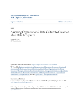 Assessing Organizational Data Culture to Create an Ideal Data Ecosystem Lauren M