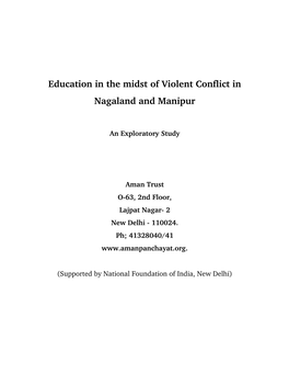 Education in the Midst of Violent Conflict in Nagaland and Manipur