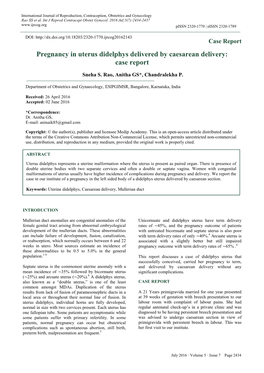 Pregnancy in Uterus Didelphys Delivered by Caesarean Delivery: Case Report