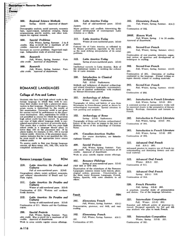 ROMANCE LANGUAGES and Related Disciplines (Epigraphy, Numismatics); Fall, Winter, Spring, Summer