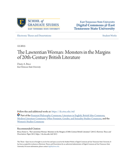 The Lawrentian Woman: Monsters in the Margins of 20Th-Century British Literature Dusty A