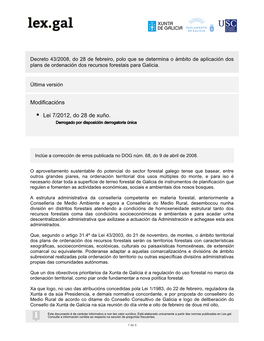 Decreto 43/2008, Do 28 De Febreiro, Polo Que Se Determina O Ámbito De Aplicación Dos Plans De Ordenación Dos Recursos Forestais Para Galicia