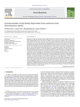 A Novel Member of the Family Hepeviridae from Cutthroat Trout (Oncorhynchus Clarkii)