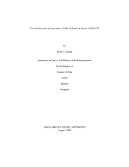 The Architecture of Education: Public Schools in Akron, 1890-1920