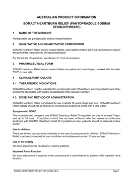 Australian Product Information Somac® Heartburn Relief