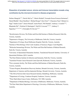 Dissection of Prostate Tumour, Stroma and Immune Transcription Reveals a Key Contribution by the Microenvironment to Disease Progression