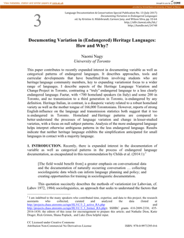 Heritage Languages: How and Why?