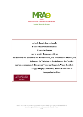 Avis De La Mission Régionale D'autorité Environnementale Hauts-De-France