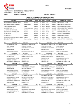 Calendario De Competición