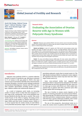 Evaluating the Association of Ovarian Reserve with Age in Women with Polycystic Ovary Syndrome